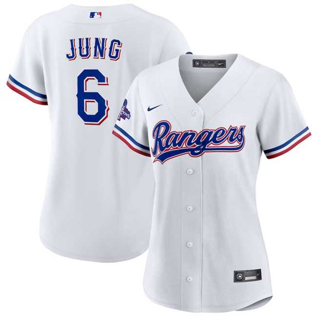 Women%27s Texas Rangers #6 Josh Jung White 2023 World Series Champions Stitched Jersey(Run Small) Dzhi